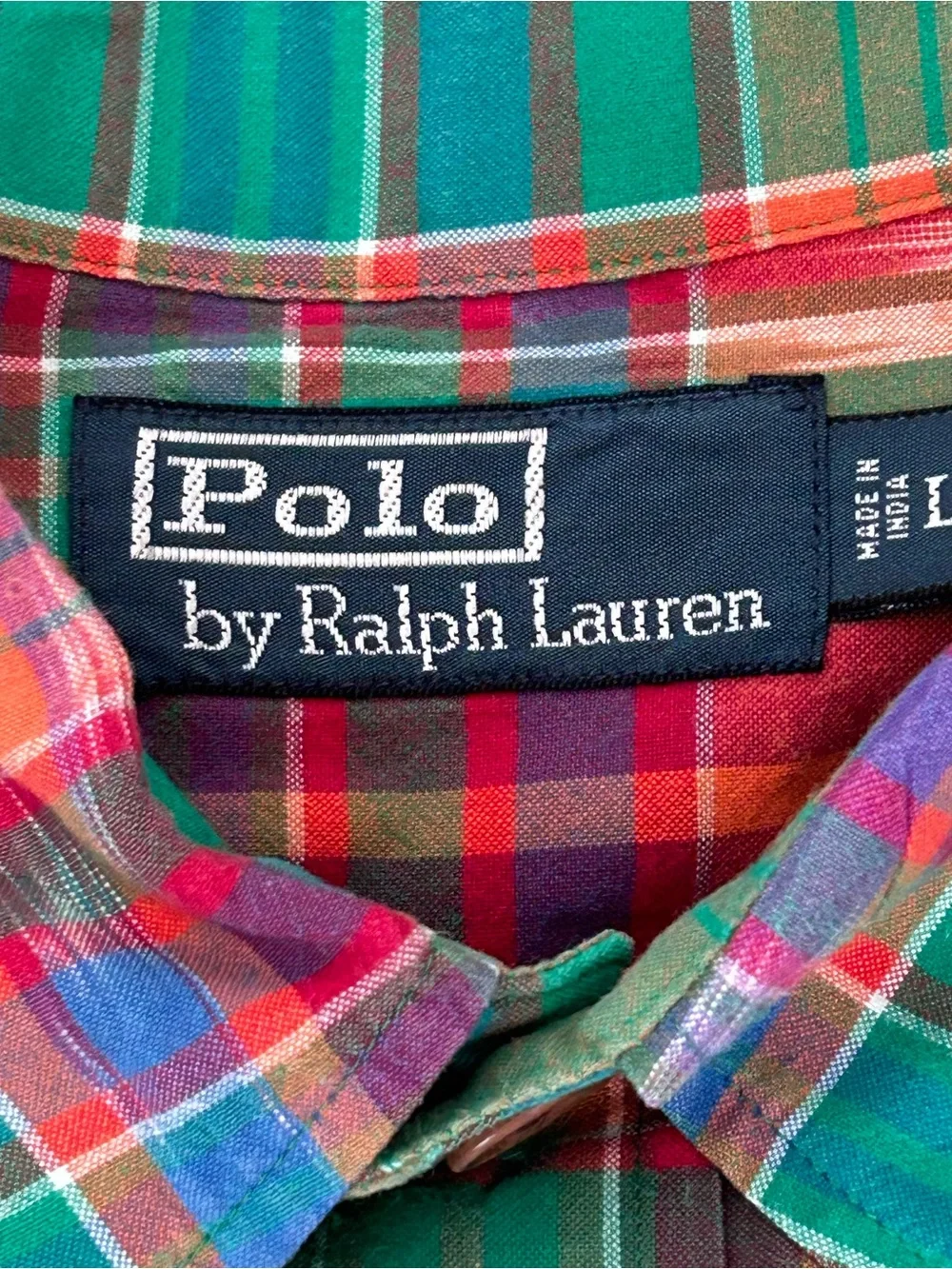Polo Ralph Lauren Men’s Vintage Plaid Aztec Long Sleeve Button Down‎ Sz L